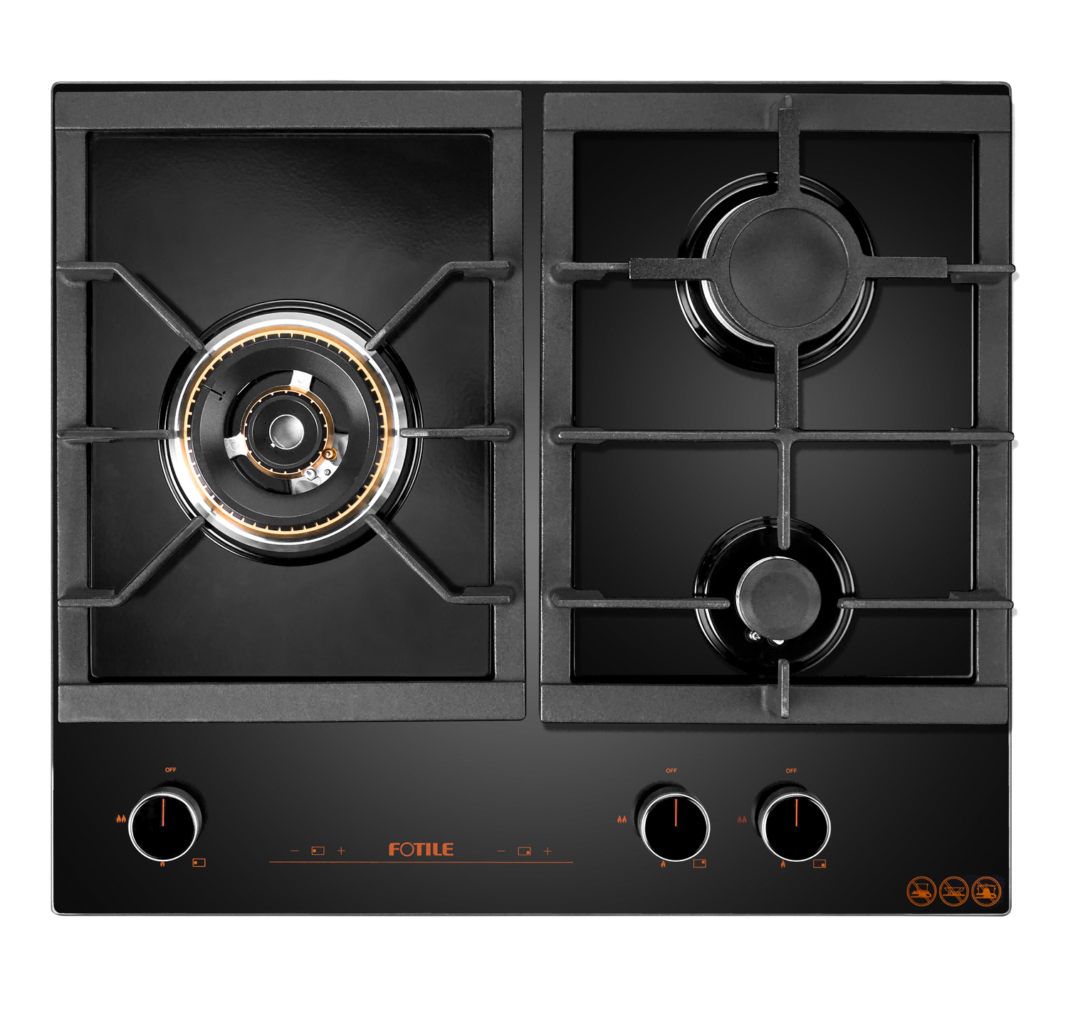 GLG60305 600mm 3 Burner Black Glass Cooktoop