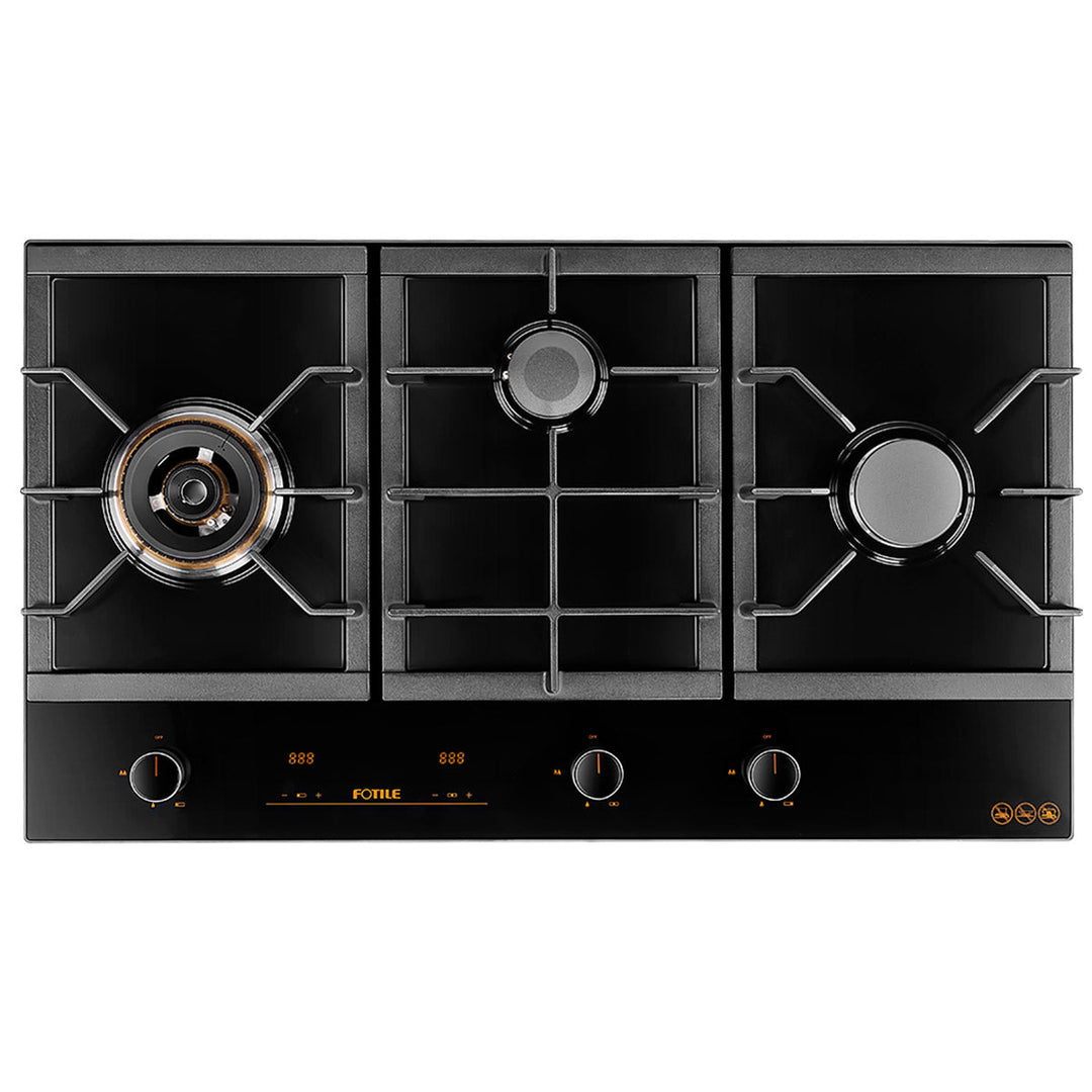 GLG90305 600mm 3 Burner Black Glass Cooktoop
