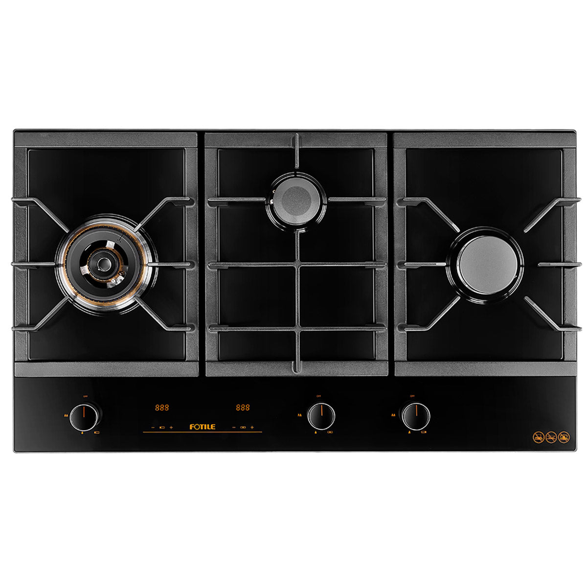 GLG90305 600mm 3 Burner Black Glass Cooktoop