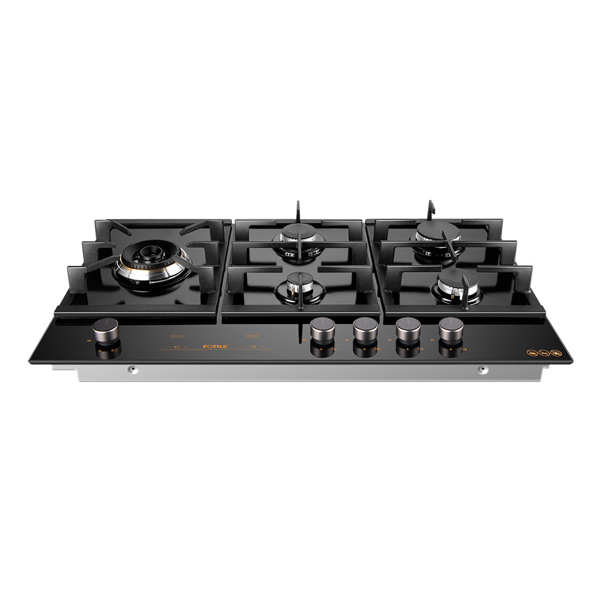 GLG90505 900mm 5 Burner Black Glass Cooktoop