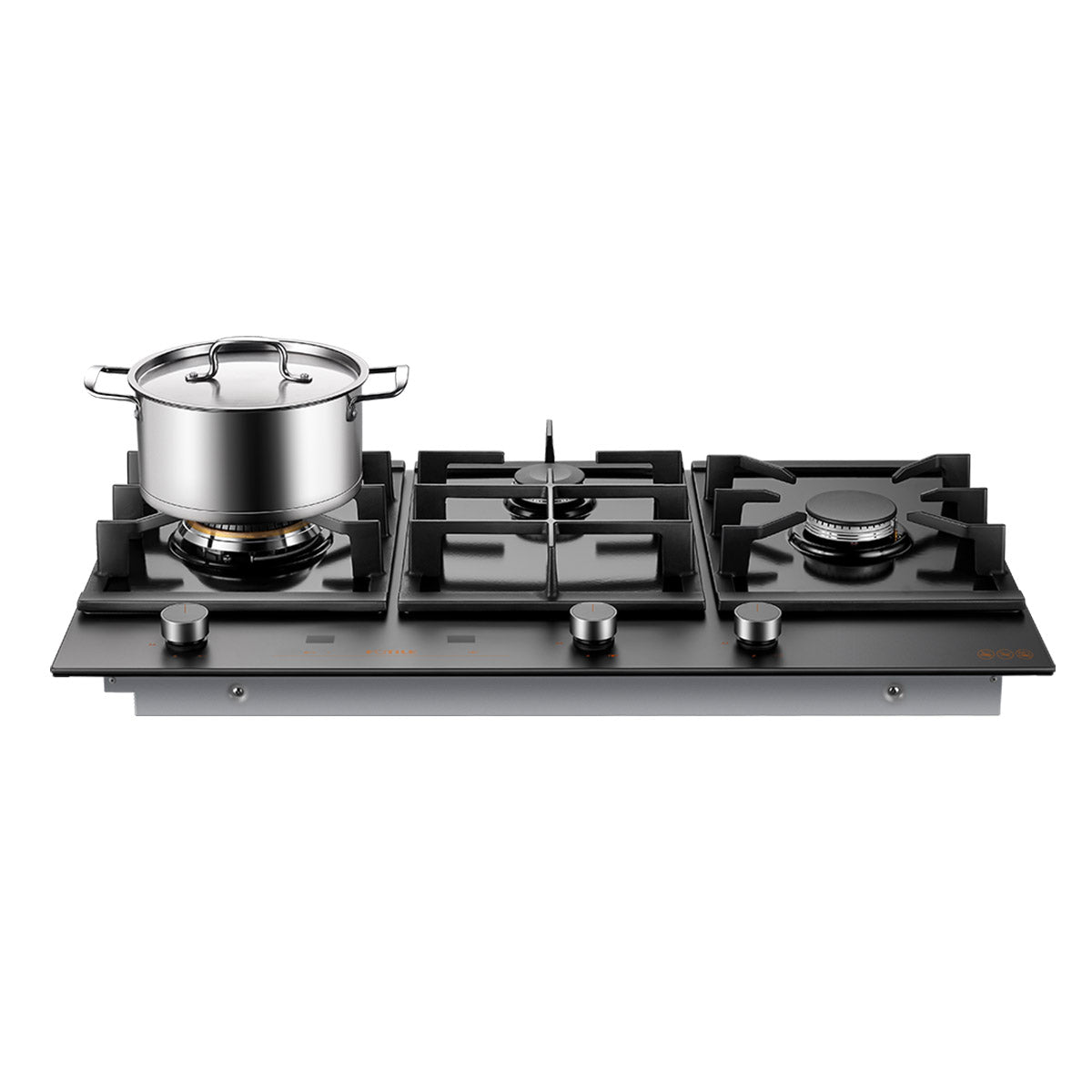 GLG90305-Y 600mm 3 Burner Black Glass Cooktoop Matte Grey