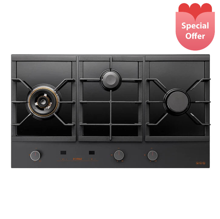 GLG90305-Y 90厘米3眼智能定时三环猛火灶 磨砂灰玻 玥影系列