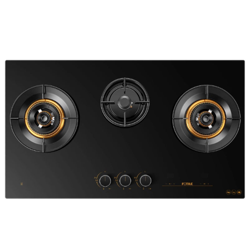 GLG90315 900mm 3 Burner Black Glass Hyper Flame Cooktop